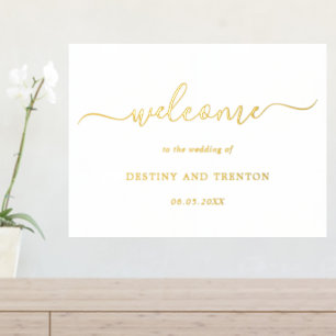 Eenvoudig minimaal elegant Gold-welkomsthuwelijk Folie Afdrukken
