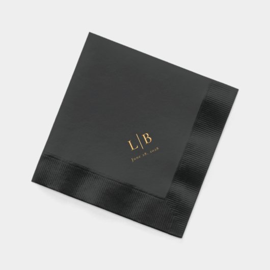 Eenvoudig minimaal Elegant Monogram Initialen Brui Folie Servetten (Links)