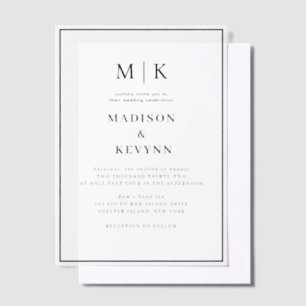 Eenvoudig minimaal en chique Bruiloft Vellum Uitnodigingen
