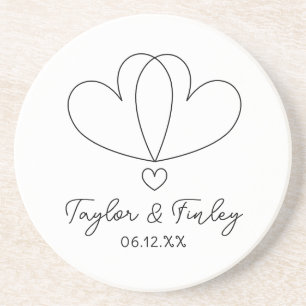 Eenvoudig minimaal hart moderne aangepaste namen b zandsteen onderzetter