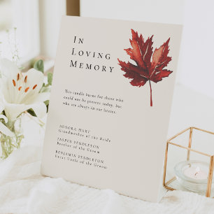 Eenvoudig minimaal Herfst Leaf Cream Wedding Memor Reclamebord Met Voetstuk
