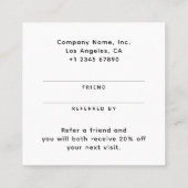 Eenvoudig minimaal modern bedrijf aanbevelingskaartje (Achterkant)