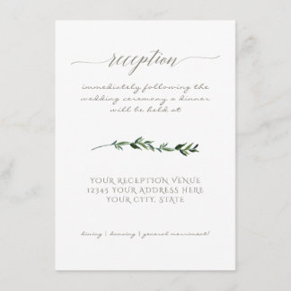 Eenvoudig Minimaal modern Waterverf Greenery Scrip Kaart