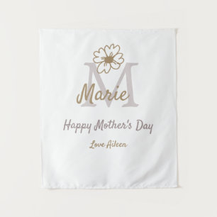 eenvoudig minimaal moedersdag monogram goudgrijs f wandkleed