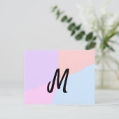 eenvoudig minimaal monogram logo gepersonaliseerd  briefkaart (Staand voorkant)