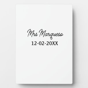 eenvoudig minimaal monogram mrs mijn naam datum ja fotoplaat