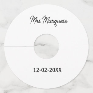 eenvoudig minimaal monogram mrs mijnheer naam datu wijnglaslabel