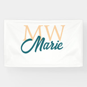 eenvoudig minimaal naam monogram oranje blauw vet spandoek
