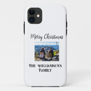 eenvoudig minimaal prettig kerstfeest voeg familie iPhone 11 hoesje