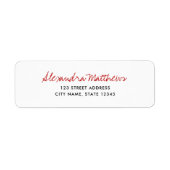 Eenvoudig minimaal Red Script-bedrijfretouradres Etiket (Voorkant)