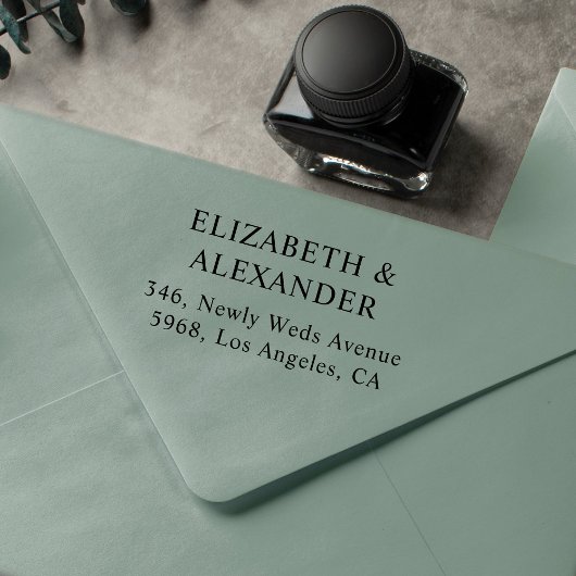 Eenvoudig minimaal retouradres voor bruiloft 	rubberstempel