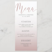 Eenvoudig Minimaal Roos Gold Wedding Dinner Menu (Voorkant)