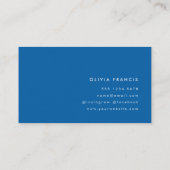 Eenvoudig minimaal Royal Blue Modern Color Block Visitekaartje (Achterkant)