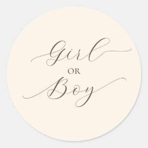 Eenvoudig Minimaal Script Geslacht Onthulling Fees Ronde Sticker