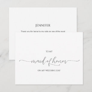 Eenvoudig Minimaal Script Maid of Honor Dank je Ka Kaart
