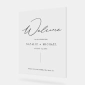 Eenvoudig minimaal script Modern Wedding Welkom Acryl Bord (Hoek)