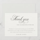 Eenvoudig Minimaal Script Zwart Wit Baby Shower Bedankkaart (Voorkant / Achterkant)