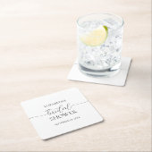 Eenvoudig Minimaal Script Zwart & Wit Bruidsdouche Vierkante Kartonnen Onderzetter (Insitu)