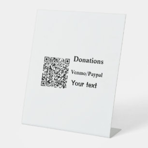 Eenvoudig minimaal streepjescode donaties venmo pa reclamebord met voetstuk