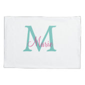 eenvoudig minimaal toevoegen naam monogram groen r kussensloop (Achterkant)