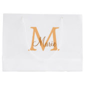 eenvoudig minimaal toevoegen naam monogram oranje groot cadeauzakje (Achterkant)