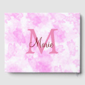 eenvoudig minimaal toevoegen naam monogram roze ro gastenboek (Achterkant)