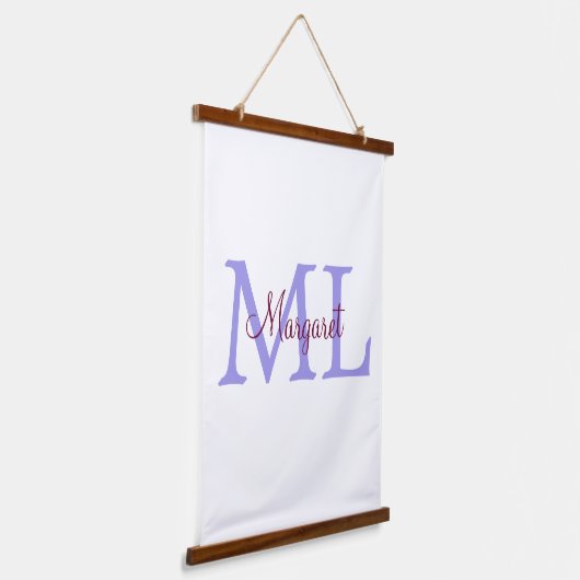 eenvoudig minimaal toevoegen naam monogram roze ro hangend wandkleed (Gebogen)