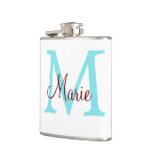 eenvoudig minimaal toevoegen naam monogram roze ro heupfles (Links)