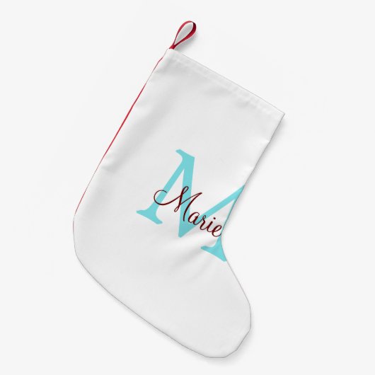 eenvoudig minimaal toevoegen naam monogram roze ro kleine kerstsok (Voorkant (Hangend))