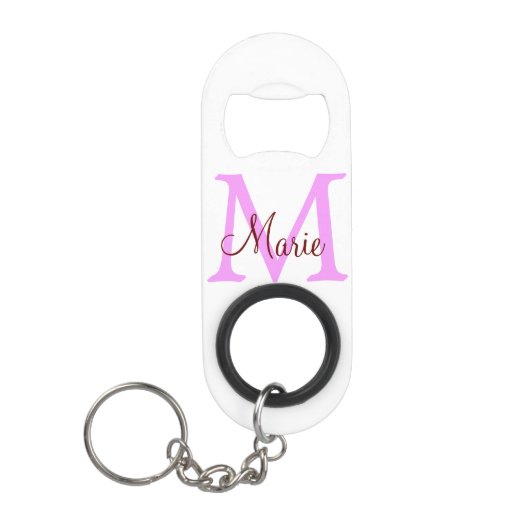 eenvoudig minimaal toevoegen naam monogram roze ro mini flessenopener (Voorkant)