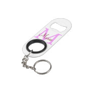 eenvoudig minimaal toevoegen naam monogram roze ro mini flessenopener (Achterkant Gekanteld)