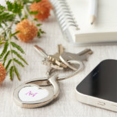 eenvoudig minimaal toevoegen naam monogram roze ro sleutelhanger (Zijkant)
