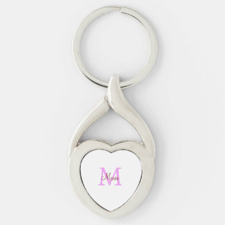 eenvoudig minimaal toevoegen naam monogram roze ro sleutelhanger