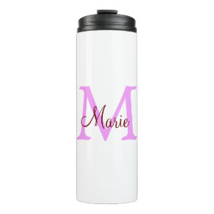 eenvoudig minimaal toevoegen naam monogram roze ro thermosbeker