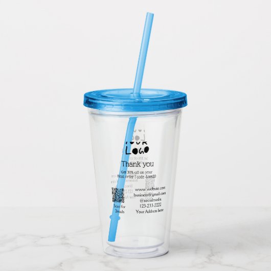 eenvoudig minimaal voeg hier uw logo/ontwerp tekst acryl drinkbeker (Achterkant)
