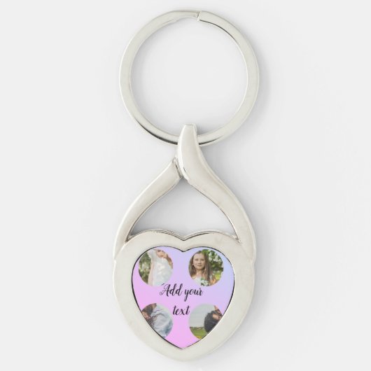 eenvoudig minimaal voeg jouw naam fotocollage toe sleutelhanger (Voorkant)