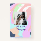 eenvoudig minimaal voeg jouw naam fotopastelverf t badge (Achterkant)