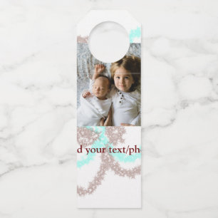 eenvoudig minimaal VOEG UW FOTO TEKST blauwe glitt Flessenhanger