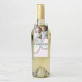 eenvoudig minimaal VOEG UW FOTO TEKST blauwe glitt Flessenhanger (Op fles)