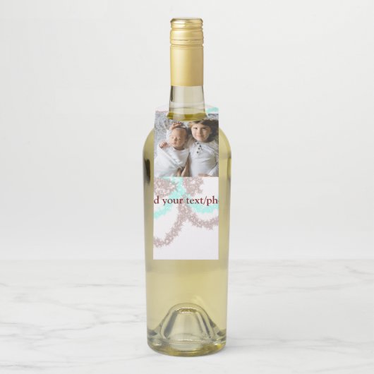 eenvoudig minimaal VOEG UW FOTO TEKST blauwe glitt Flessenhanger (Op fles)