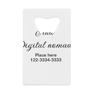 Eenvoudig minimaal voeg uw naam tekst plaats stad kredietkaart flessenopener