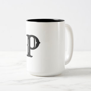 eenvoudig minimaal voeg uw tekst toe monogram foto tweekleurige koffiemok