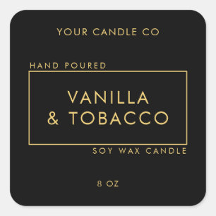 Eenvoudig minimaal zwart- en Gold-kaarsenlabel Vierkante Sticker