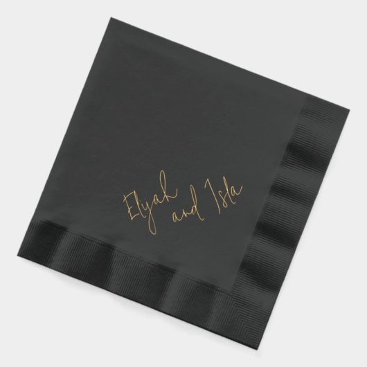 Eenvoudig minimaal zwart en goud folie servetten (Links)