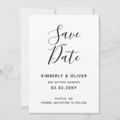 Eenvoudig minimaal zwart-witcalligrafisch huwelijk kaart (Voorkant)