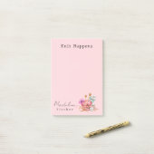 Eenvoudig Minimal Basic Roze Breien Post-it® Notes (Op bureau)