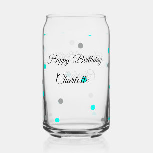 EENVOUDIG MINIMAL.CUTIE ADD NAME BABY happy birthd Blikvorm Glas