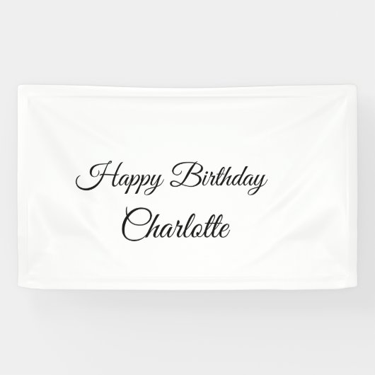EENVOUDIG MINIMAL.CUTIE ADD NAME BABY happy birthd Spandoek (Horizontaal)