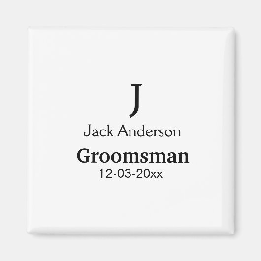 EENVOUDIG MINIMAL jouw naam aangepaste Groomsman t Magneet (Voorkant)