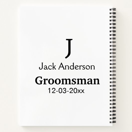 EENVOUDIG MINIMAL jouw naam aangepaste Groomsman t Notitieboek (Achterkant)